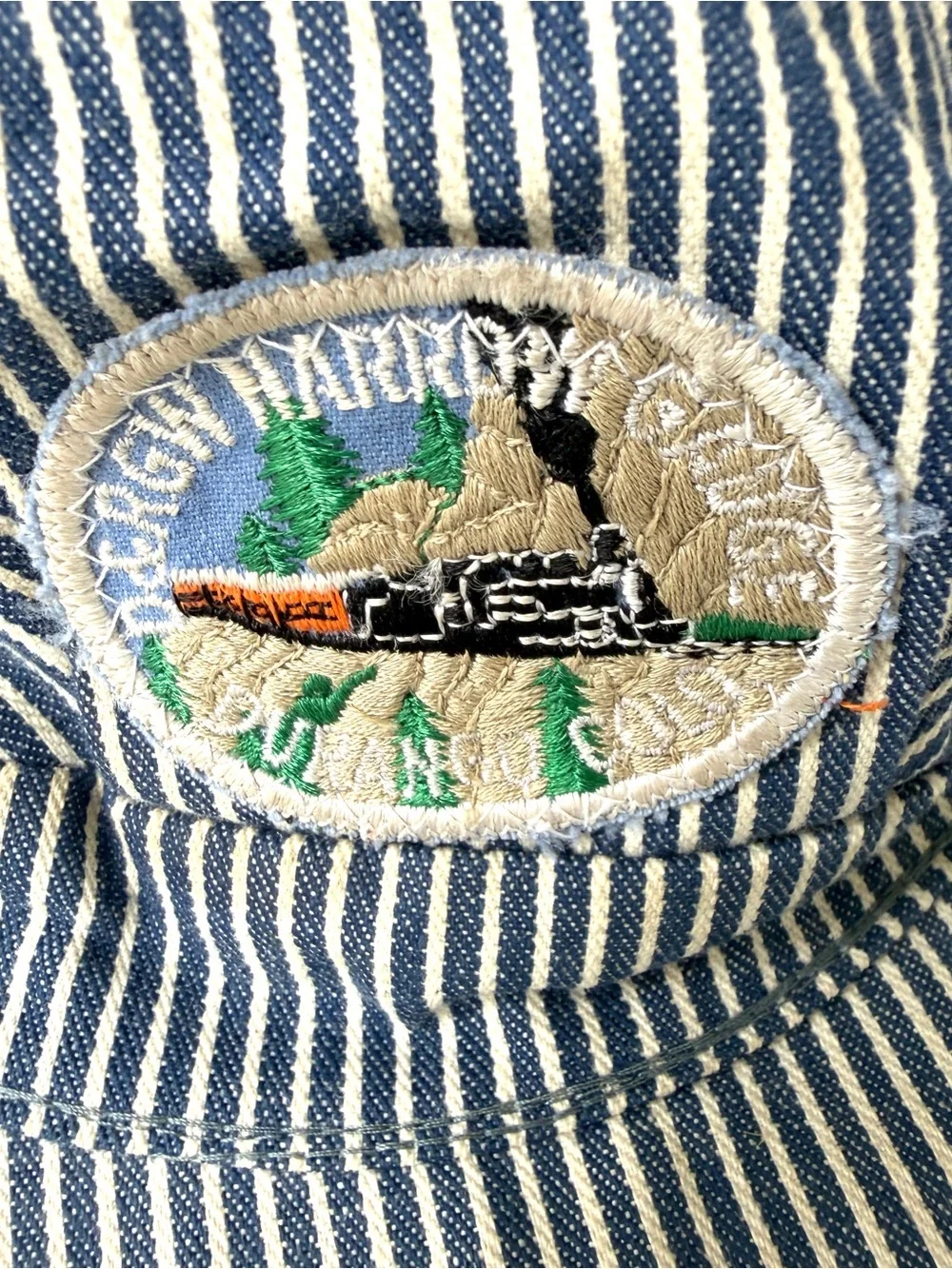Vintage D&RGW Narrow Gauge Kids Railroad Cap, Striped, with Patch, Durango